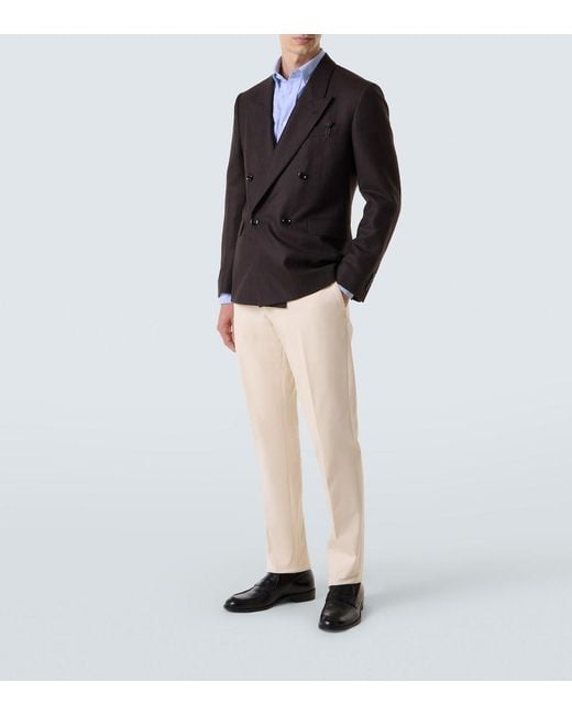 Lardini Natural Cotton-Blend Straight Pants for men