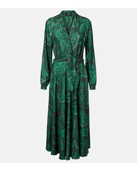 Vestido Midi Con Cinturon Etro de color Green