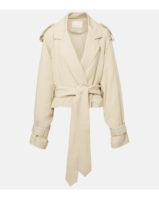 Frankie Shop Natural Simona Cropped Trench Coat