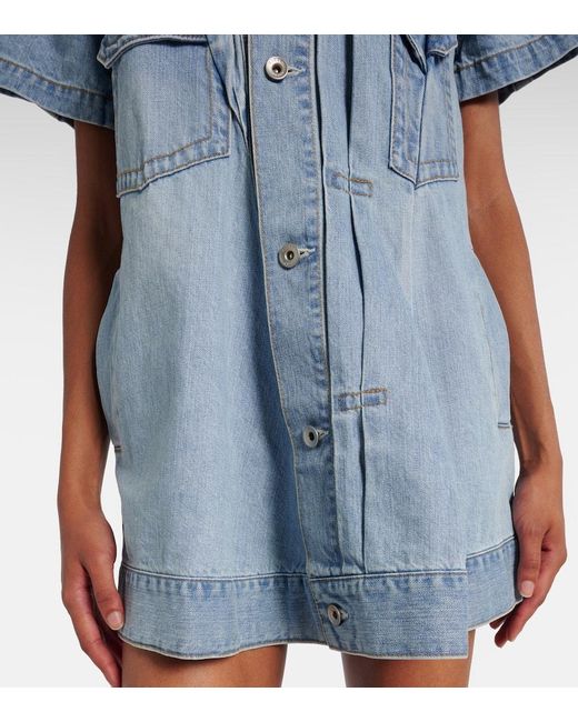 Sacai Blue Deconstructed Denim Minidress