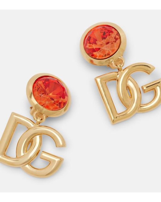 Dolce & Gabbana Pink Dg Embellished Clip-On Earrings