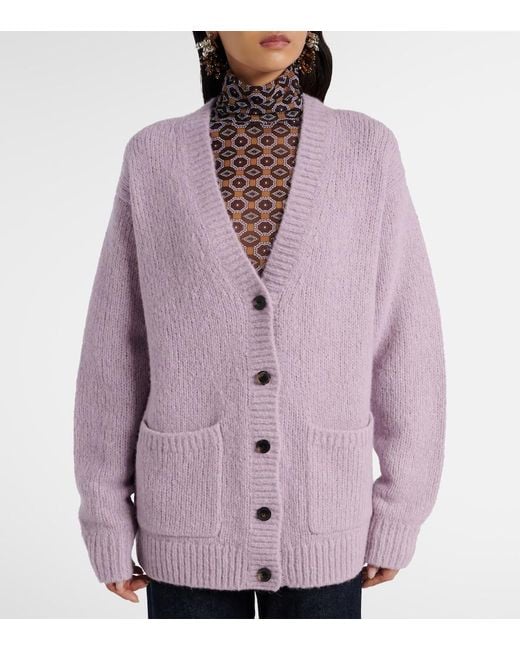 Dries Van Noten Pink Alpaca And Wool-Blend Cardigan