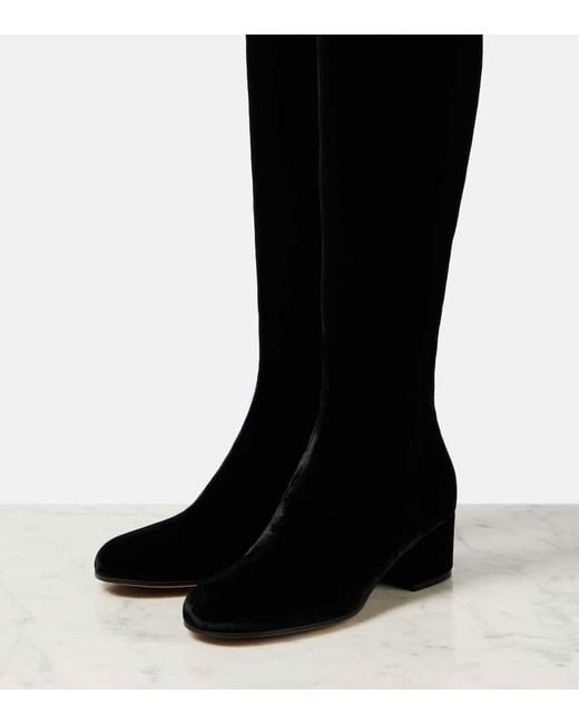 Gianvito Rossi Black Joelle 45 Velvet Knee-High Boots