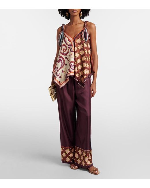 ALÉMAIS Multicolor Wilson Printed Silk Twill Top