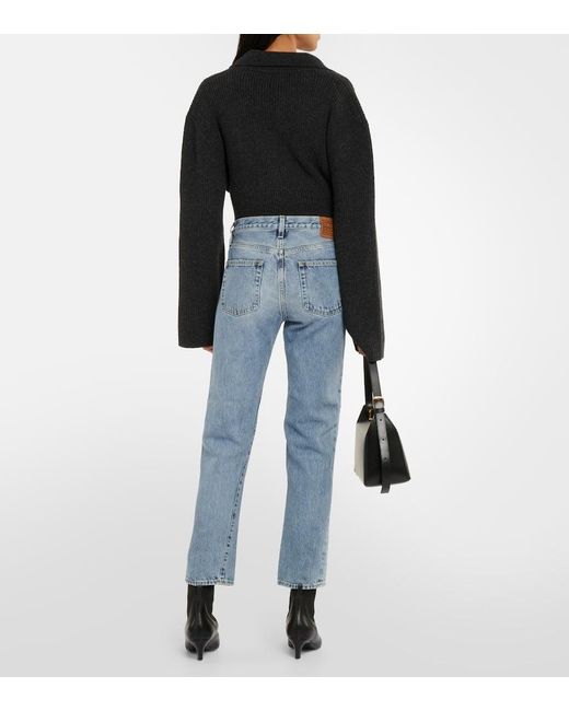 Totême  Blue Twisted Seam Mid-Rise Straight Jeans