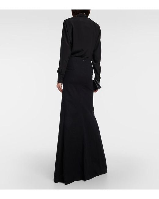 Ann Demeulemeester Black Virgin Wool Maxi Skirt