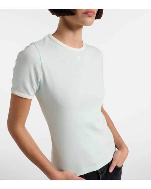 T-Shirt Signature En Coton A Logo Courreges en coloris White