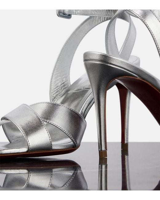 Christian Louboutin White Mariza 85 Metallic Leather Sandals