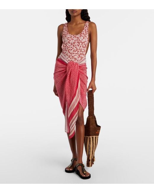 Isabel Marant Red Tenisiage Floral Swimsuit