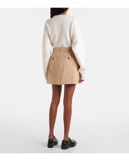 AMI Natural Wool Gabardine Miniskirt
