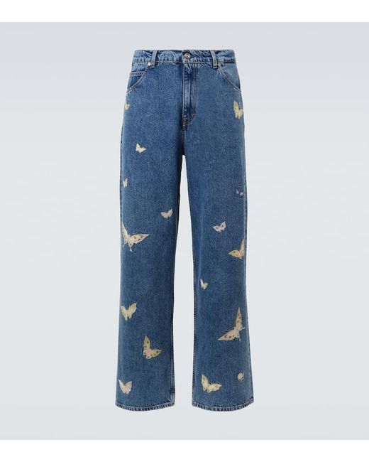 Our Legacy Blue Vast Cut Embroidered Straight Jeans for men