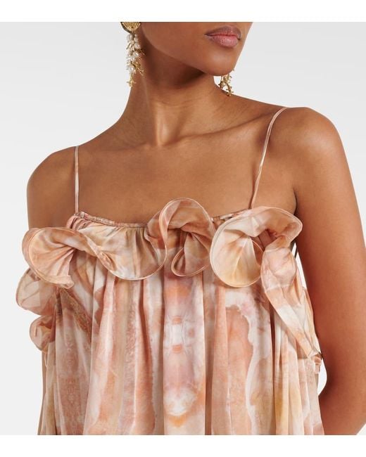Zimmermann Brown Bedrucktes Maxikleid Illuminate Aus Seide