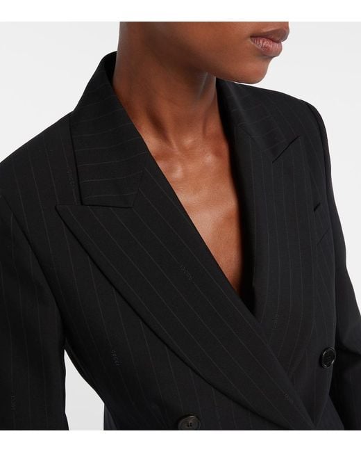 Gucci Black Pinstripe Wool Blazer