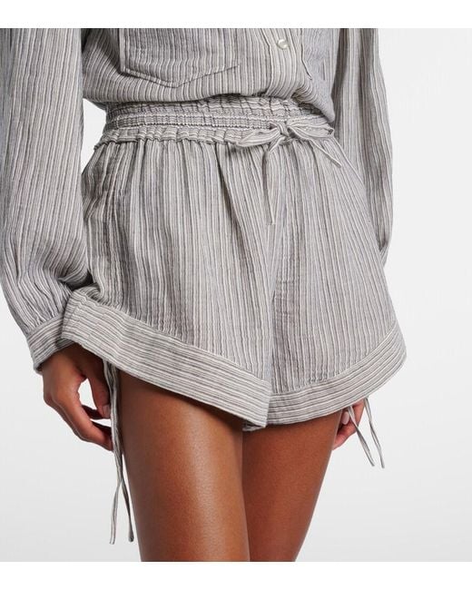 Isabel Marant Gray Thaliany Striped Cotton Shorts