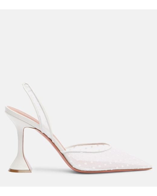 AMINA MUADDI Pink Holli 95 Point D'Esprit Slingback Pumps