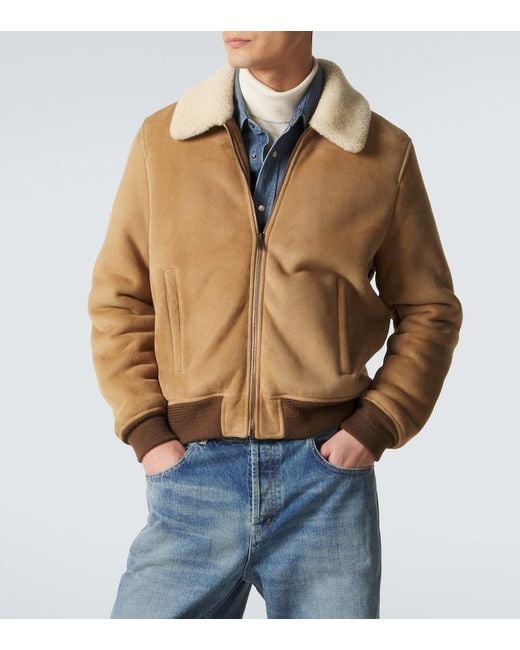 Saint Laurent Brown Shearling-Lined Suede Jacket for men