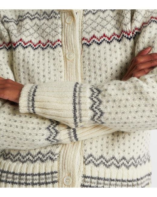 Thom Browne White Fair Isle Wool And Mohair Cardigan