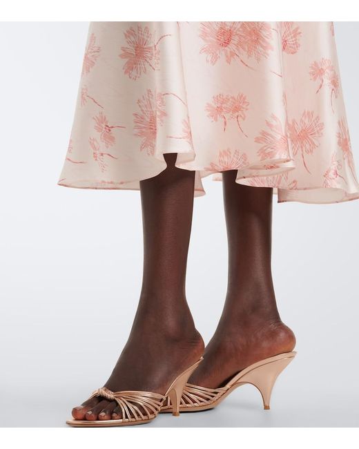 Rodarte Pink Floral Silk Twill Midi Dress