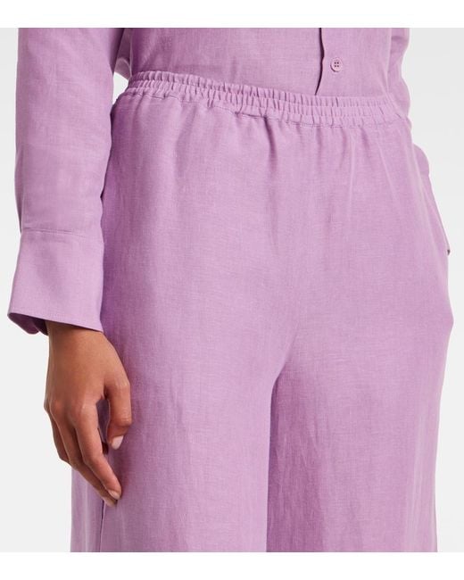 Eres Purple Select Linen Wide-Leg Pants