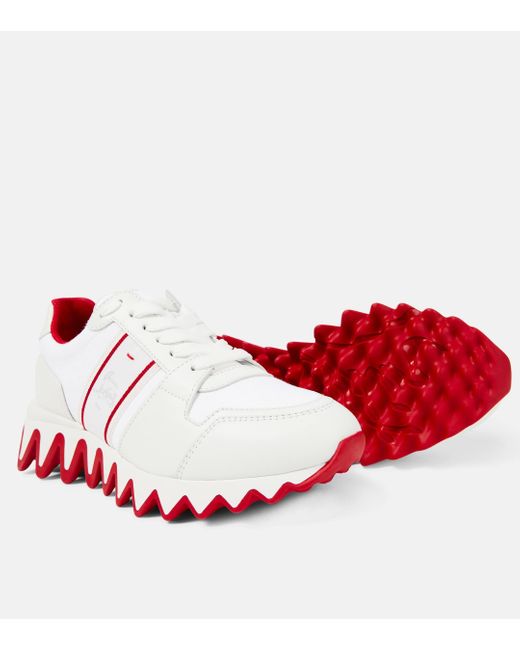 Christian Louboutin Red Nastroshark Donna Leather And Canvas Sneakers