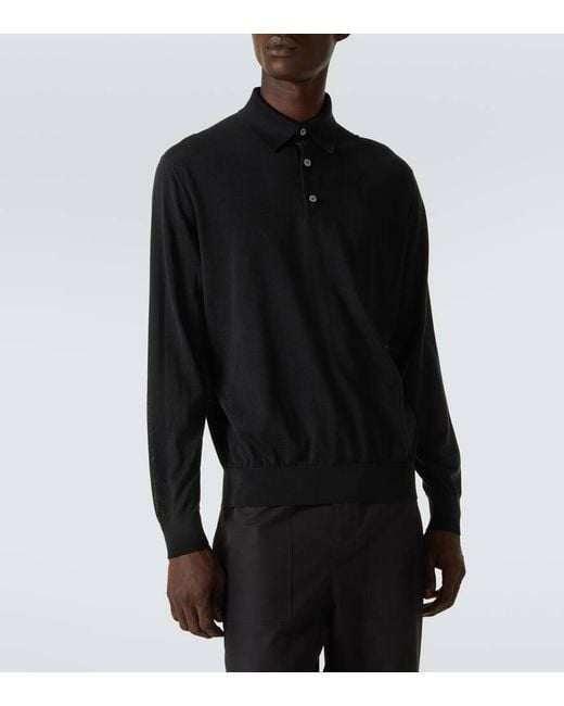 Zegna Black Wool Polo Shirt for men