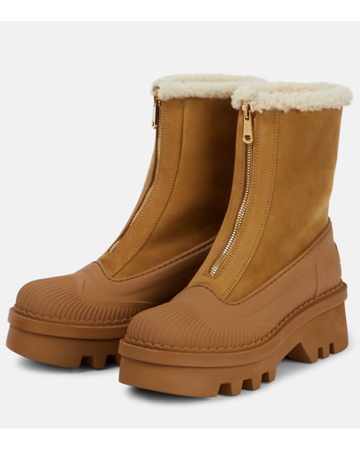 Chloé Brown Raina Shearling-lined Leather Ankle Boots