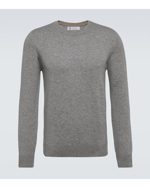 Brunello Cucinelli Gray Cashmere Sweater for men