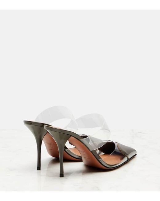 Alaïa Brown Cour 90 Patent Leather-Trimmed Mules