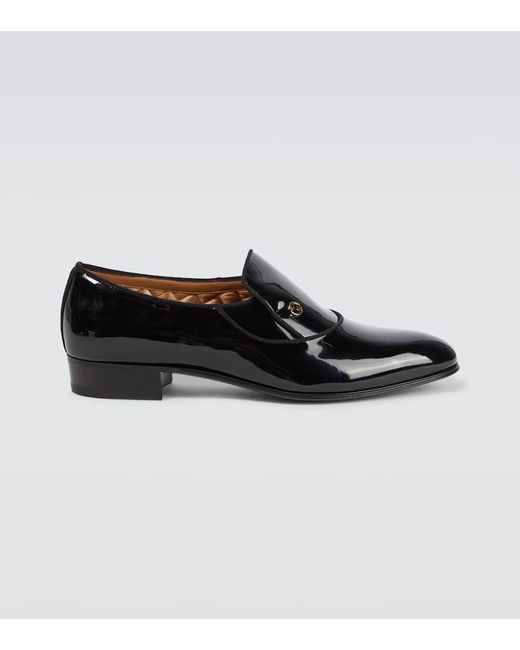 Gucci Black Horsebit Patent Leather Loafers for men