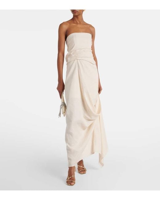 Staud White Maxikleid Caravaggio Aus Leinen