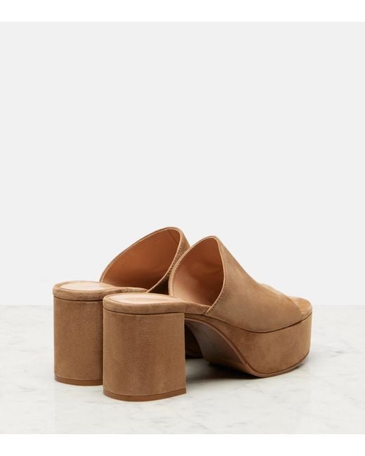 Gianvito Rossi Brown Suede Platform Mules