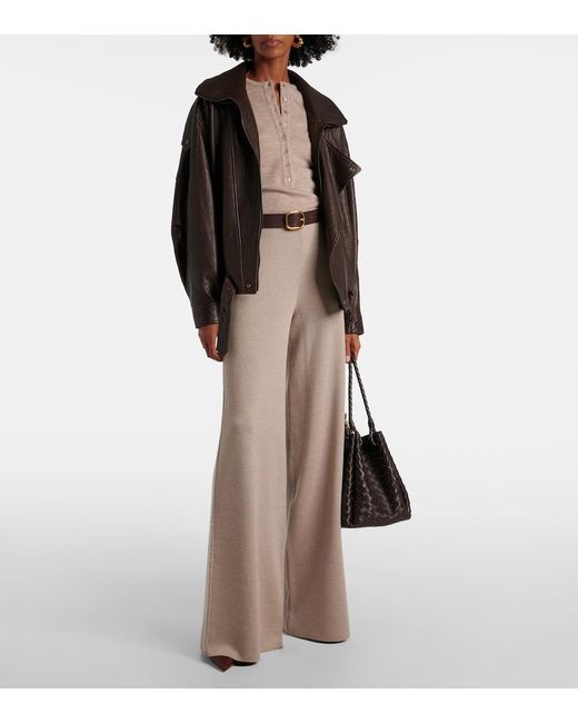 Ralph Lauren Natural Wool Wide-Leg Pants