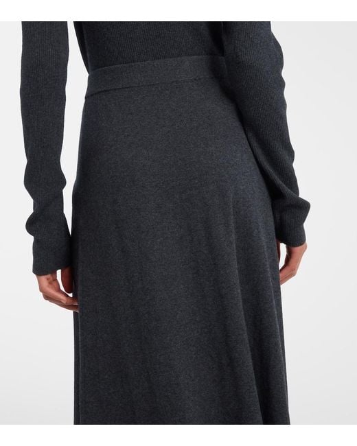 Lisa Yang Black Adrienne Cotton And Cashmere Midi Skirt