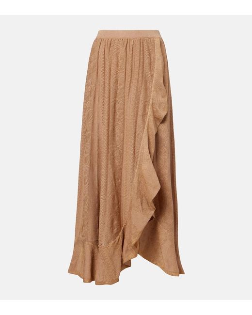 Zimmermann Brown Aster Pointelle Lame Maxi Skirt
