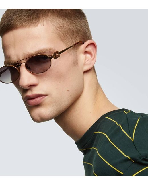 Miu Miu Brown Logo Oval Sunglasses for men