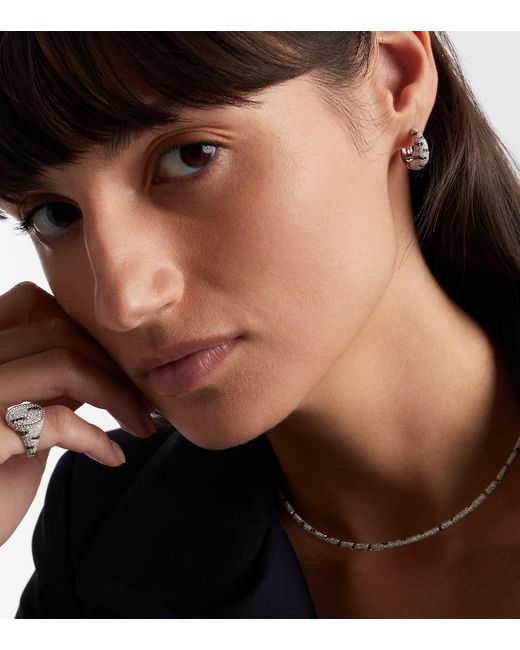 Yvonne Léon White Zebre 18Kt Hoop Earrings With Diamonds