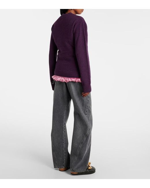 J.W. Anderson Purple Cardigan Aus Wolle Und Satin