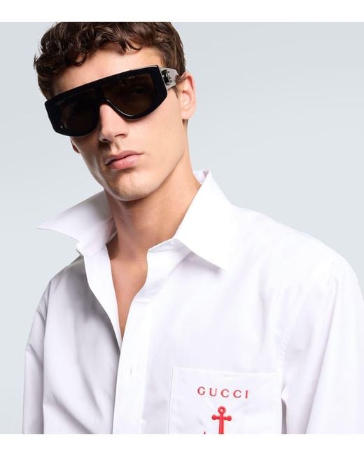Gucci Black Double G Flat-Top Sunglasses for men