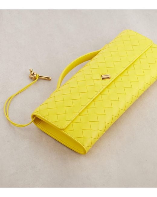 Bottega Veneta Yellow Andiamo Intrecciato Leather Clutch