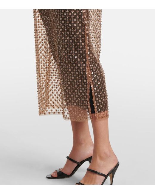 Dorothee Schumacher Brown Pure Glam Sequined Floral Wool Midi Dress