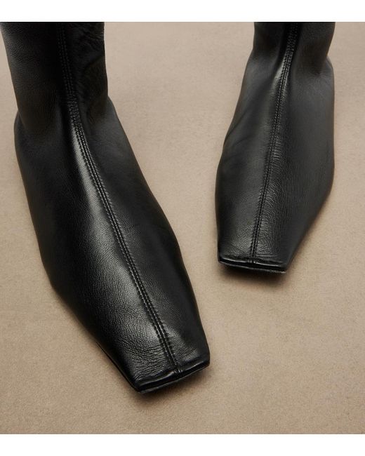 Khaite Black Marlene Leather Boots