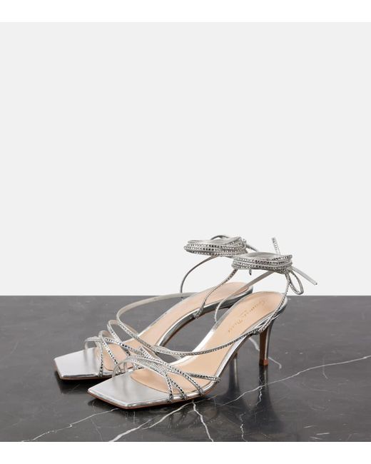 Gianvito Rossi White 70 Embellished Metallic Leather Sandals