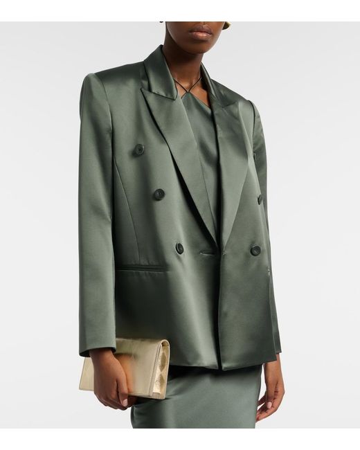 The Sei Green Double-Breasted Silk Blazer