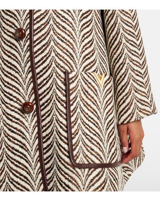 Valentino Brown Vgold Wool And Cashmere Coat