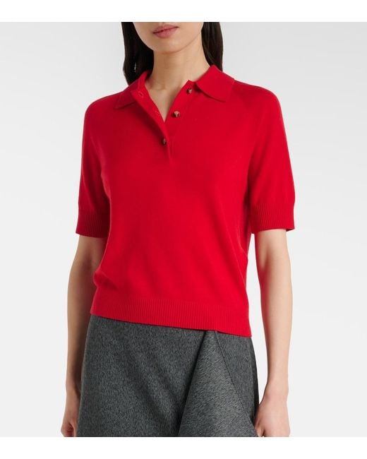 Victoria Beckham Red Wool Polo Shirt