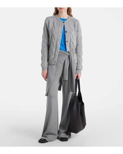 Lisa Yang Gray Gwyneth Cable-Knit Cardigan