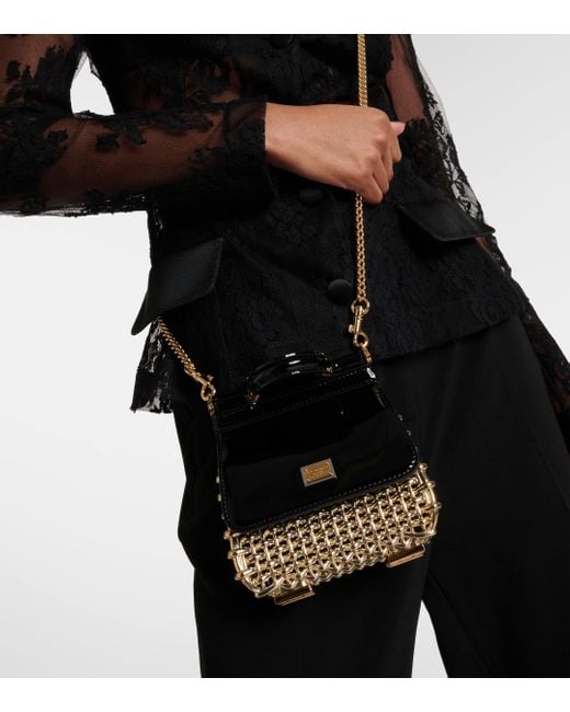 Dolce & Gabbana Black Sicily Box Mini Leather-trimmed Tote Bag
