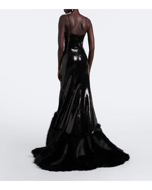David Koma Black Sequined Gown