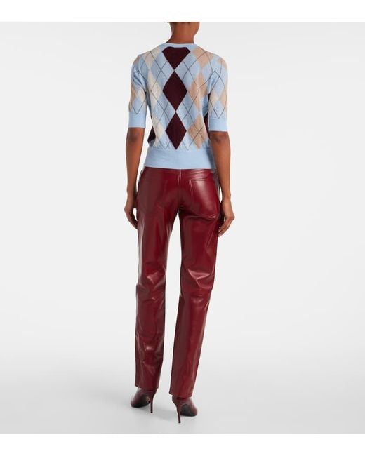 Khaite Blue Anders Argyle Cashmere And Mohair Top