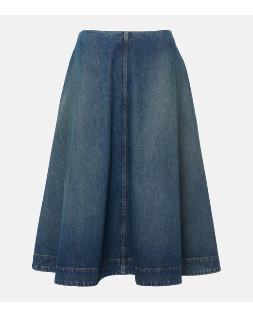 Khaite Blue Renta Denim Midi Skirt